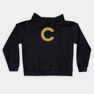 Retro Rainbow 'C' Sticker Kids Hoodie